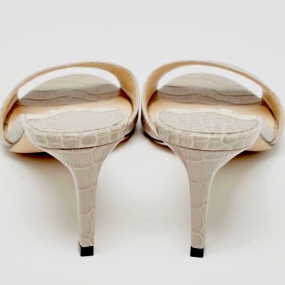JIMMY CHOO (38*) Stacey Croc Embossed LEATHER Slide Sandal, Imported, Pre-owned - Picture 4 of 12